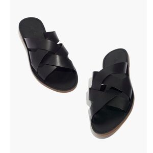 Madewell The Boardwalk Woven Slide Sandal Leather Black 5.5 5 1/2
